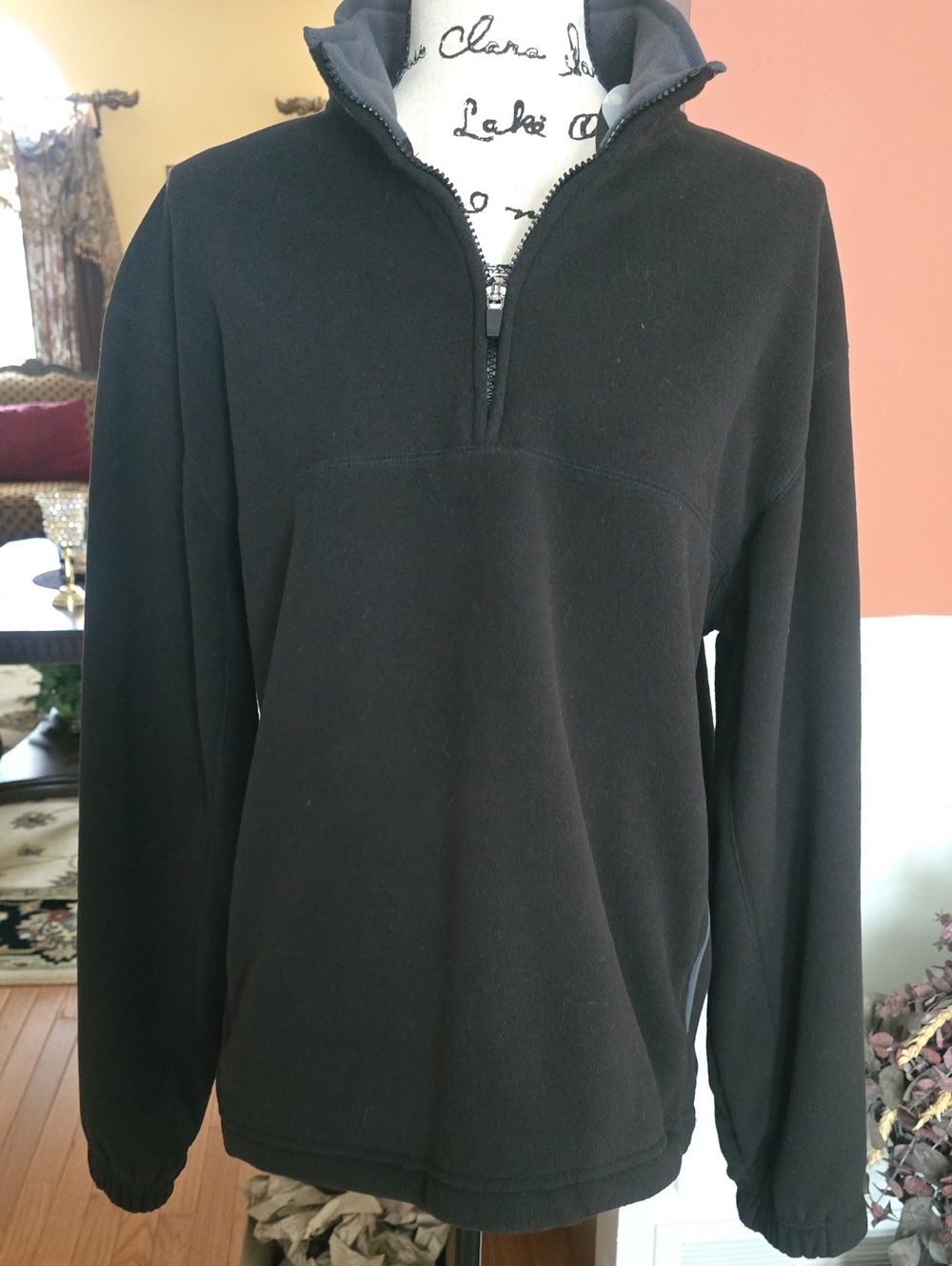 Athletic Works Men's Black Zip-Up Pullover Sweater